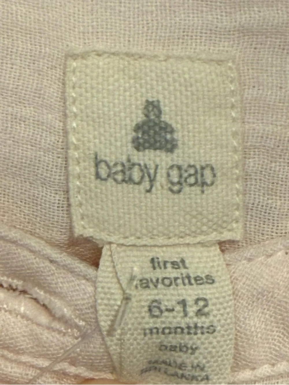 Gap Baby First Favorites Pink Crinkle Gauze Bear Pocket Baby Romper 6-12 Months